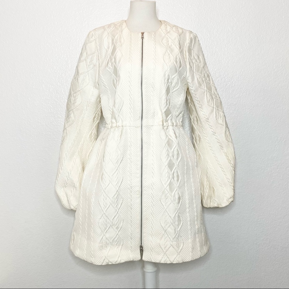BCBGMAXAZRIA Cream Textured Coat